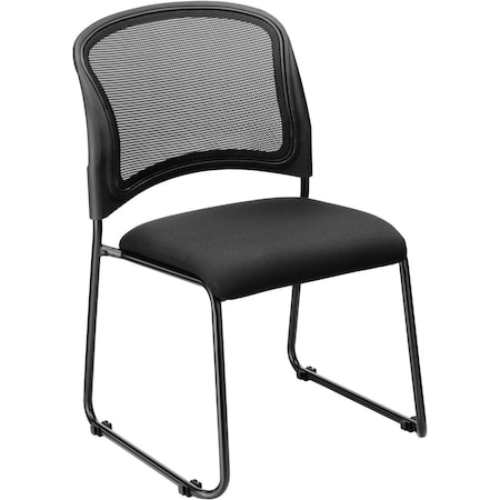 Global Industrial Mesh Stacking Chair, Fabric, Black, Armless, Mid Back 277437A